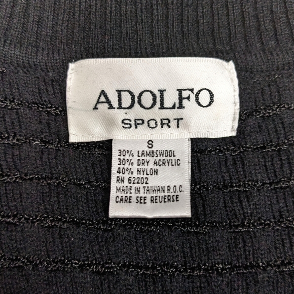 VINTAGE Size S Adolfo Black Wool-Blend Mock Turtleneck Knit Sweater / Jumper - Picture 5 of 7